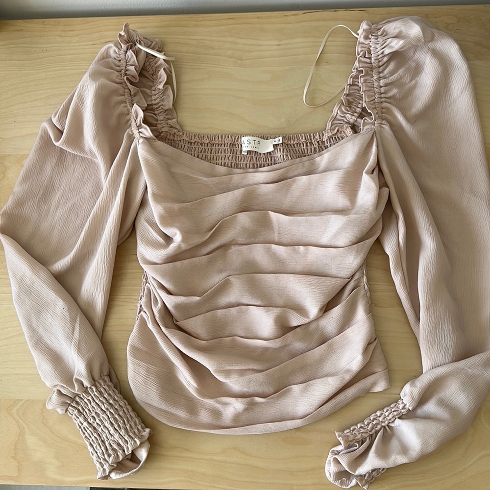 Astr the label blush/ mauve long sleeve top